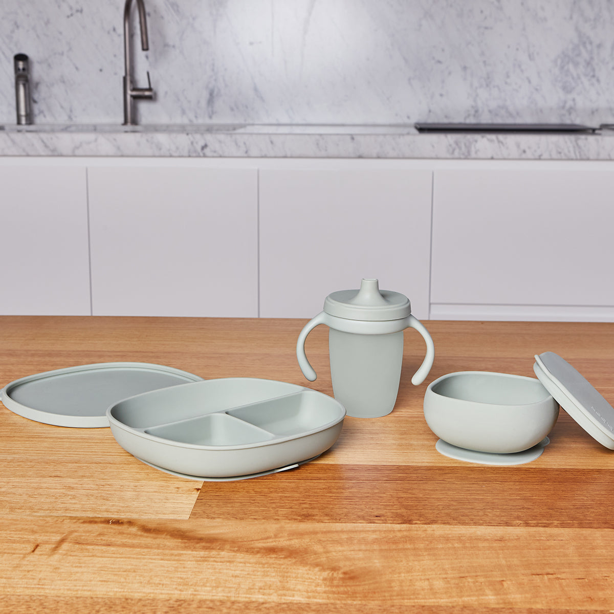Silicone Plate + Lid - Sage